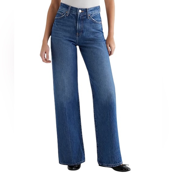 Express Denim - Express Wide Leg High Rise Rígid Blue Denim Jeans